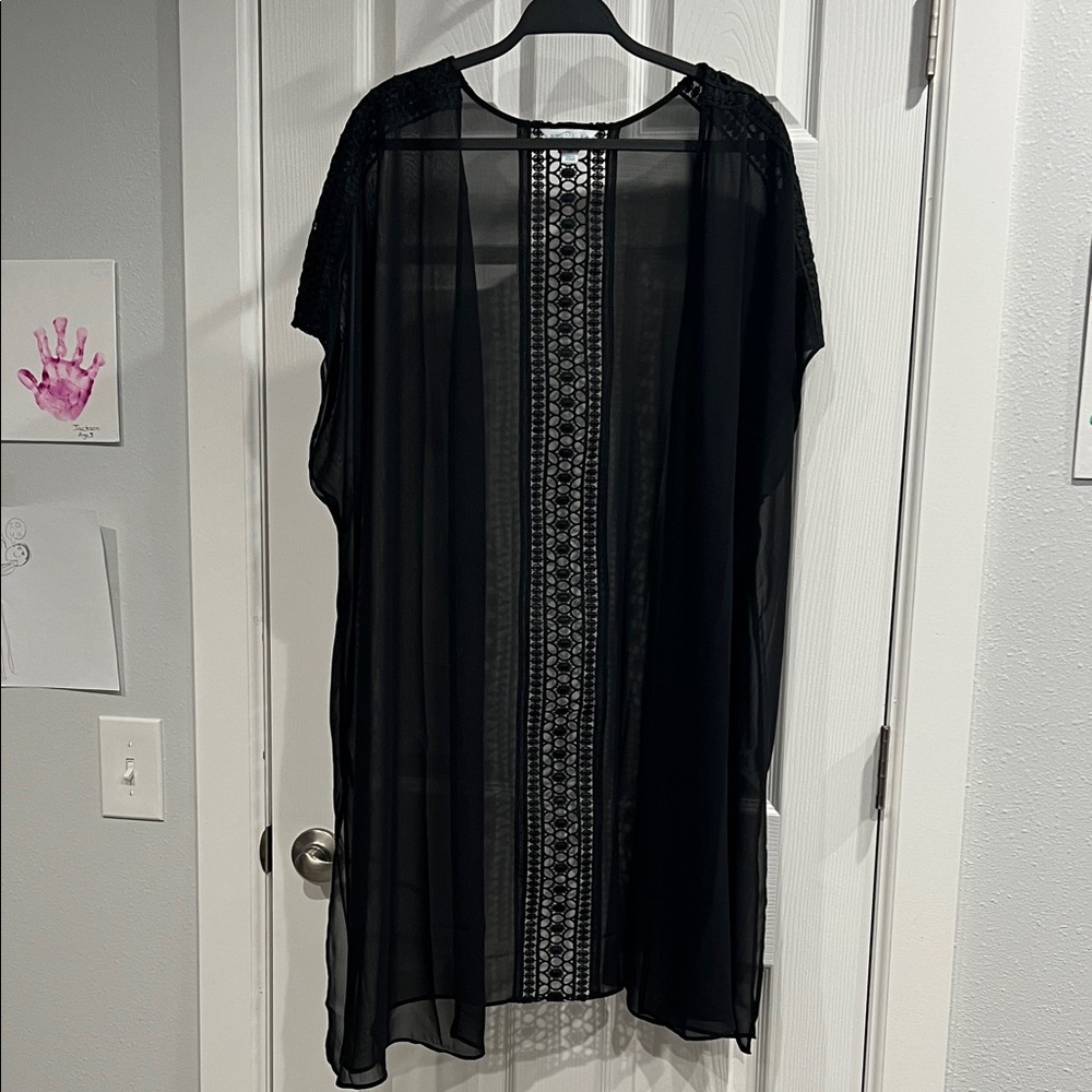 Black Sheer Cover-Up with Lace Detail